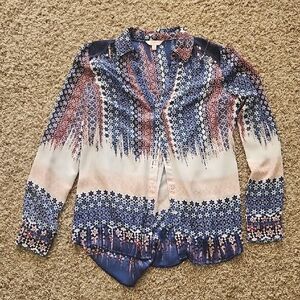 Candie's Blue and Pink Patterned Blouse